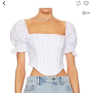 More to Come White Puff Sleeve Corset Top